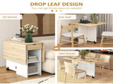 Folding Dining Table, Drop Leaf Table for Small Spaces, Foldable Table with Drawer and Storage T3398P344530