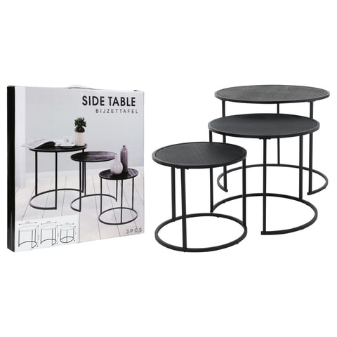 ZNTS H&S Collection 3 Piece Side Table Set Black 445861