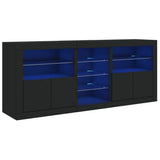 Sideboard with LED Lights Black 181.5x37x67 cm 3209038