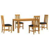 Dining Set 5 pcs Black Solid Oak Wood 3430355