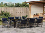 Garden Dining Set with Cushion 9 pcs Grey and Black Rattan 3380252