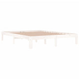 Bed Frame without Mattress White Solid Wood 150x200cm King Size 810371