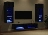 TV Wall Unit Wall-mounted 6 pcs Black Oak Engineered Wood 3402934