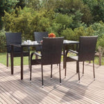 ZNTS 5 Piece Garden Dining Set Black Poly Rattan 3156656