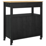 Kitchen Trolley MONZA Black 84 x 40 x 88.5 cm Solid Pine Wood 42027040