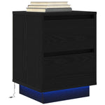 ZNTS Bedside Cabinet with LED Lights Black 38x34x50 cm 861285