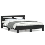 Bed Frame Black Engineered wood Double Modern Bed Frame 3207435