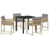 Garden Dining Set 5 pcs Beige Poly Rattan 3380765