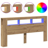 LED Headboard Artisan Oak 200x18.5x103.5 cm Engineered Wood 857693