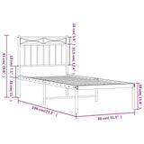 Metal Bed Frame without Mattress with Headboard Black 75x190cm 373681