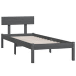 Bed Frame without Mattress Grey Solid Wood Pine Single 810114