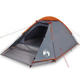 ZNTS Camping Tent Dome 2-Person Grey and Orange Waterproof 94767