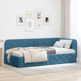 Corner Bed Frame with Headboard Blue 90 x 200 cm Velvet 42016532