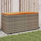 Garden Storage Box Grey 110x50x54 cm Poly Rattan Acacia Wood 365956
