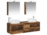 Bathroom Furniture Set 5 pcs Old Wood Engineered Wood and Glass 3407037