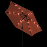 Garden Parasol with LED Lights and Steel Pole 300 cm Terracotta 313757