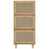 ZNTS Shoe Cabinet Brown 52x25x115 cm Engineered Wood&Natural Rattan 345650