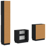 3 Piece Bathroom Cabinet Set HOORN Black Engineered Wood 3417469