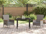 Garden Dining Set with Cushion 3 pcs Grey Poly Rattan 3379443