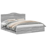 Bed Frame with Drawer Grey Sonoma 200 x 200 cm Engineer Wood 3413385