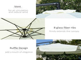 2.7m Garden Banana Parasol Cantilever Umbrella with Crank Handle and Cross Base for Outdoor, Hanging T3398P315941