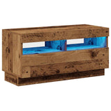 TV Cabinet with LED Lights Old Wood 80x35x40 cm Engineered Wood 856357