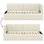 Corner Bed Frame with Headboard Cream 90 x 190 cm Velvet 42016263