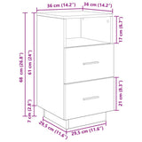 Bedside Cabinet with 2 Drawers Smoked Oak 36x36x68 cm 858586