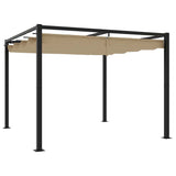 ZNTS Garden Gazebo with Retractable Roof Taupe 3x3 m Steel 4003961