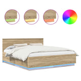 Bed Frame Sonoma Oak 200 x 200 cm Engineered Wood 3408042
