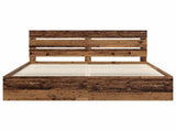 Bed Frame with Headboard Old Wood 200 x 200 cm Solid Pine Wood 3411710