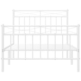 Metal Bed Frame without Mattress with Footboard White 100x190cm 373752