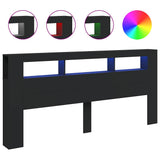 LED Headboard Black 220x18,5x103,5 cm Engineered Wood 837373
