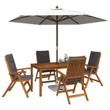 5-Piece Garden Dining Set Natural Solid Acacia Wood 3434495