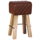 Bar Stool 2 pcs Brown Diamond 44 x 33 x 74 cm Real Leather 42042124