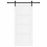 Sliding Door 86 x 198.5 cm Engineered Wood White and Black 3449965