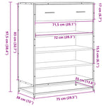 ZNTS Shoe Cabinet Black 75x38x97.5 cm Engineered Wood and Metal 3300875