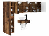 Bathroom Furniture Set 5 pcs Old Wood Engineered Wood and Glass 3407253