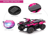12V Kids Quad Bike with Forward, Reverse Functions, Ride-On ATV w/ Music, LED, Headlights, for Ages T3398P348337