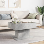 ZNTS Coffee Table with LED Concrete Grey 70x50x45 cm Engineered Wood 847535