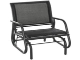 Outdoor Garden Glider Chair, Metal Frame Single Armchair Swing Seater w/ Breath Mesh Fabric Seat, T3398P325088