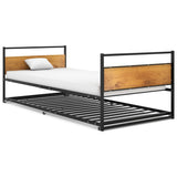Pull-out Bed Frame without Mattress Black Metal 90x200 cm 324748