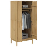 Wardrobe "FLORO" Wax Brown 77x53x171 cm Solid Wood Pine 374005