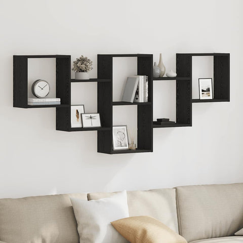 ZNTS Wall Shelf Black Oak 159x18x66 cm Engineered Wood 868073