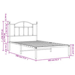 ZNTS Metal Bed Frame without Mattress with Headboard Black 100x190cm 353433