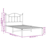 ZNTS Metal Bed Frame without Mattress with Headboard Black 100x190cm 353433