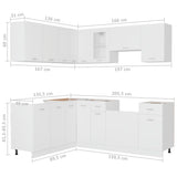 ZNTS 11 Piece Kitchen Cabinet Set White Engineered Wood 3067665