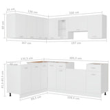 Kitchen Cabinet Set White Engineered wood, Glass Large 3067665