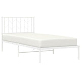 Metal Bed Frame without Mattress with Headboard White 90x200cm 374479