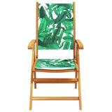 7 Piece Garden Dining Set Leaf Pattern Fabric and Solid Wood 3281740